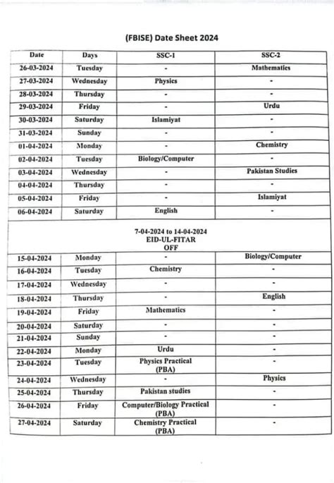 Federal Board Exams Date Sheet Is Now Announced