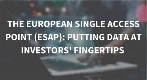 The European Single Access Point ESAP Data For Investors