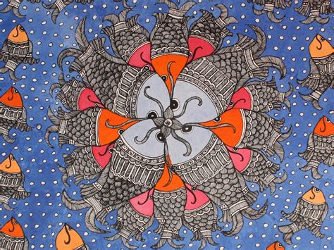 Fishes In Pattern Madhubani Painting Exotic India Art