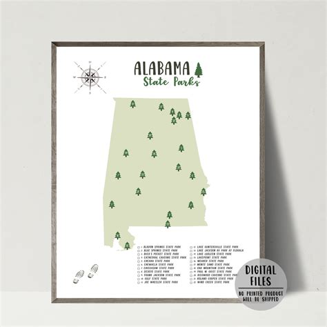 Alabama State Parks Map | Gift For Hiker | Alabama Map – Nomadic Spices