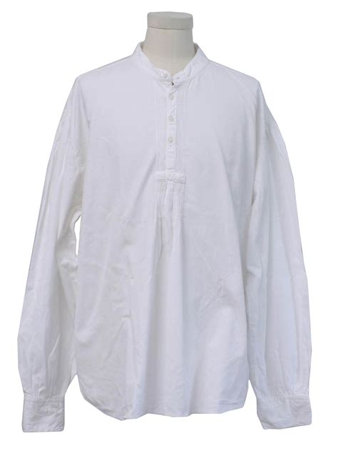 Western Shirt 90s Scully Mens Late 1800s Style White Cotton Long Sleeve Pullover Formal