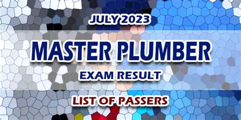 Master Plumber Exam Result July List Of Passers