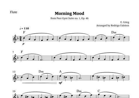 Morning Mood Solo Flute Level 2 With Chords Arr Rodrigo Faleiros Sheet Music Edvard