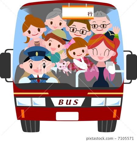 Three generations family bus tour - Stock Illustration [7105571] - PIXTA