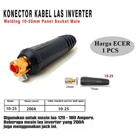 Jual Kabel Konektor Las Male Connector Las 10 25mm Socket Las Laki Laki