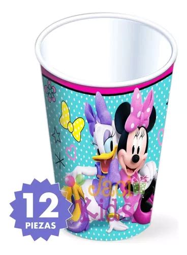 12 Vasos Desechables Mimi Minnie Mouse Rosa Fiesta Min0m1 Meses Sin