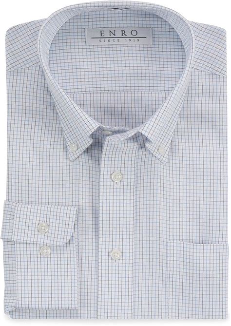 Enro 100 Cotton Non Iron Button Down Check Dress Shirt 18 X 3435