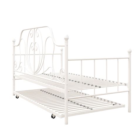 Desert Fields Ivory Metal Daybed With Trundle Twin Over Twin Size