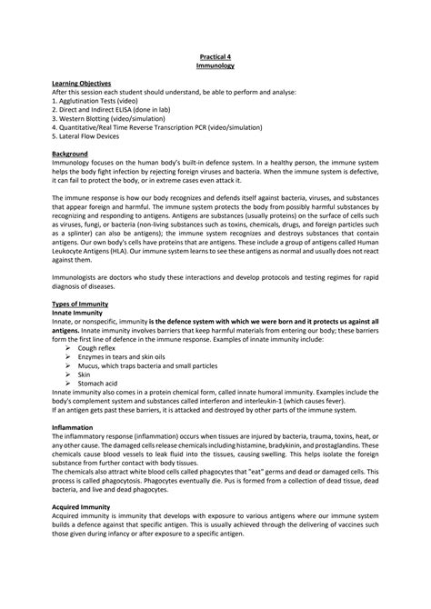SOLUTION Practical 4 Immunology 1 Studypool