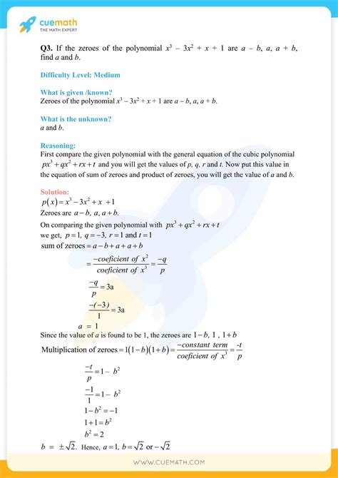 Ncert Solutions For Class Maths Chapter Polynomials Access Free Pdf