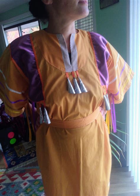 Native American Pow Wow Regalia Tangerine Cotton Ribbon Dress With