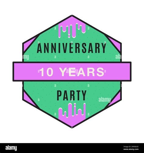 10 Years Anniversary Logo Template Wedding Badge In Flat Modern Style Birthday Anniversary