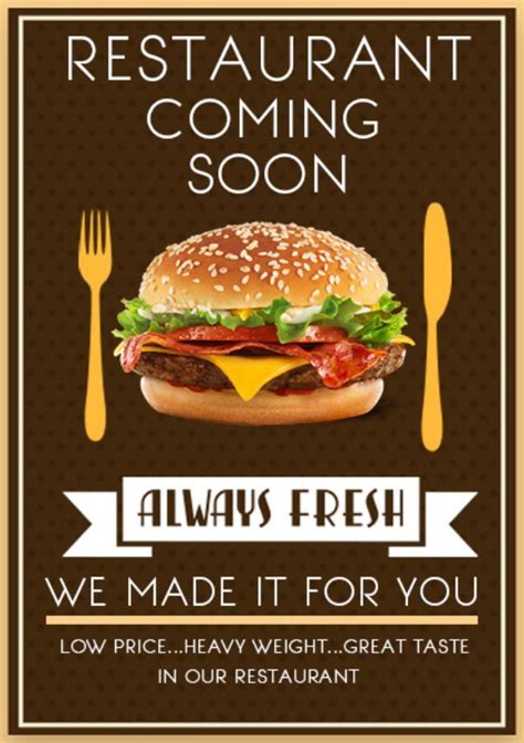 Restaurant Coming Soon Flyer Bistro Food Food Photography Food Poster