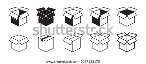 Carton Box Icon Set Cardboard Box Stock Vector Royalty Free