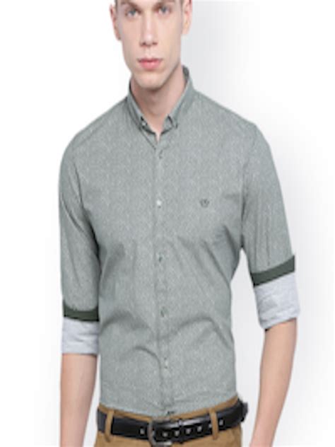 Buy Van Heusen Sport Men Green Slim Fit Printed Casual Shirt - Shirts ...