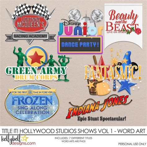 Title It Hollywood Studios Shows Vol 1 Word Art Kellybell Designs