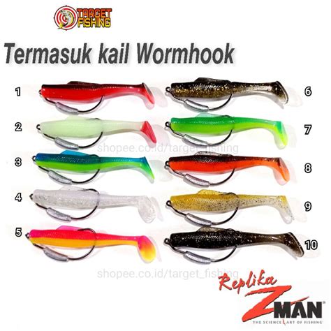 Jual Soft Lure ZMAN 8cm Replika Plus Kail Wormhook Siap Pakai Umpan