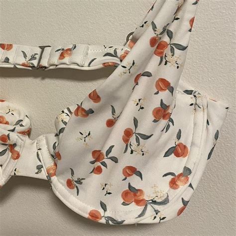 Abercrombie Fitch Bikini Top White Peach Depop