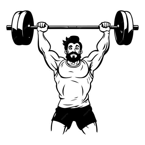 Premium Vector Muscular Man Lifting A Barbell Vector Illustration In