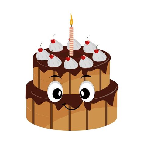 Premium Vector Cute Sweet Birthday Cake Cartoon Character Design