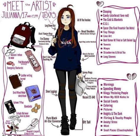 Example Of A Meet The Artist Page Prompt With Self Portrait Outfit