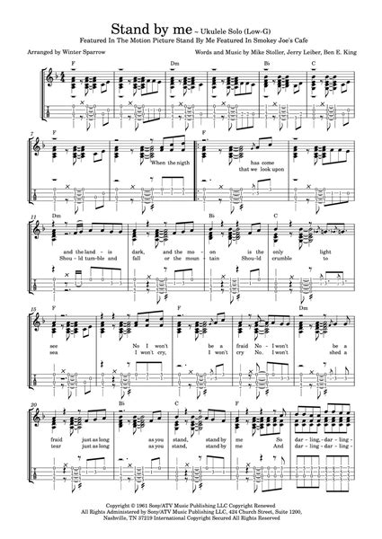 Stand By Me By Ben E King Ukulele Digital Sheet Music Sheet