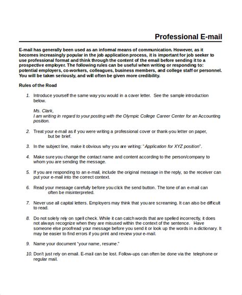 Professional Email Template 5 Free Word Pdf Document Downloads