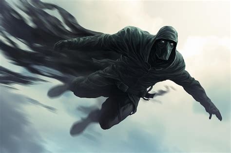 Premium Photo | A painting o fa dementor flying with a black mask