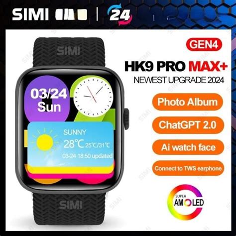 Hk9 Pro Max Gen4 Amoled Montre Intelligente Pour Homme Et Femme Nfc