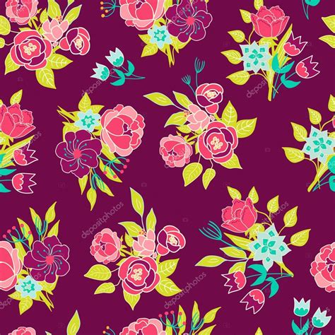 Motif Floral Sans Couture Fond Vectoriel Image Vectorielle Par Qilli