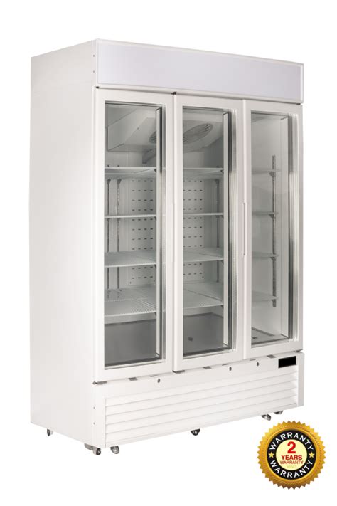 Commercial Display Fridges Three Door Stainless Steel Glass Upright