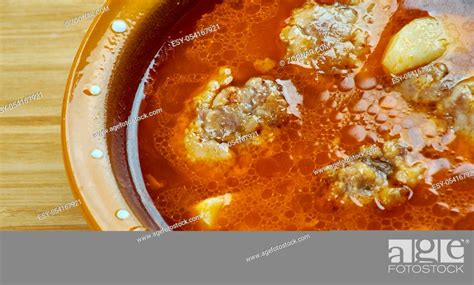 Patatesli Sulu Kofte Turkish Soup With Meatballs Stock Photo