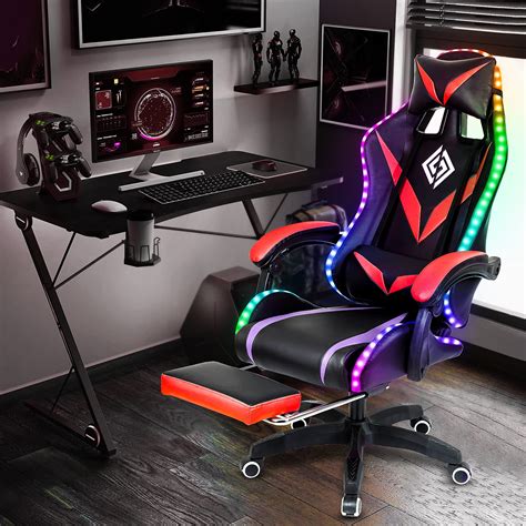 Buy Geepro Gaming Chair with Massage and LED RGB Lights Ergonomic Computer Chair with Footrest ...