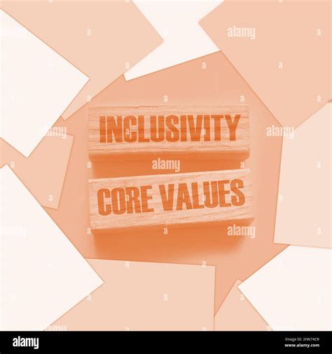 Inclusivity And Core Values Words Written On Wooden Blocks Social And