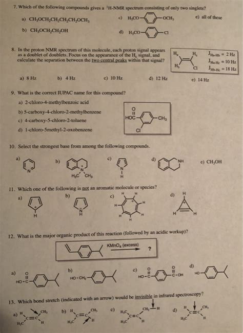 Solved 7 Which Of The Following Compounds Gives A H NMR Chegg