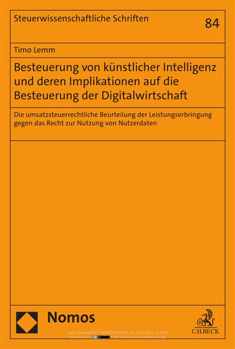 PDF Besteuerung von künstlicher Intelligenz und deren Implikationen