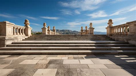 A Stone Steps Leading Up To A Building Generative Ai Stock Image