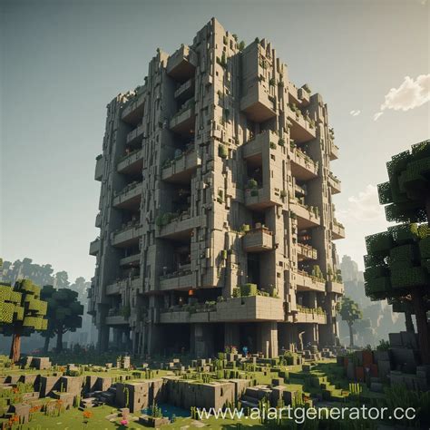 Minecraft Brutalist Architecture Immersive 4k Landscape Ai Art Generator