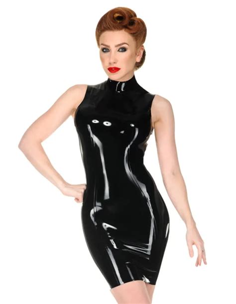 Robe De Princesse Moulante Noire En Latex Pour Femmes Sexy Sans