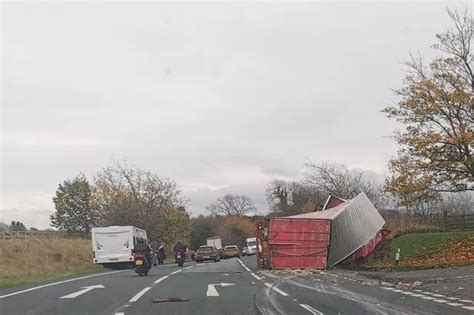 Driver Airlifted To Hospital After Lorry Full Of Sheep Wool Overturns