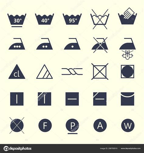 Icon Set Of Laundry Symbols Vector Illustration Stock Vector Image By