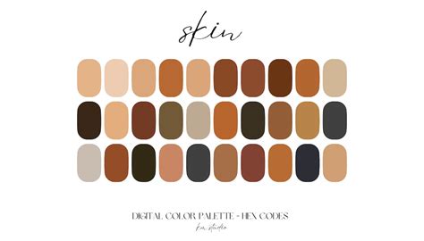 Skin Tones Digital Color Palette Color Chart Goodnotes Tool Ipad