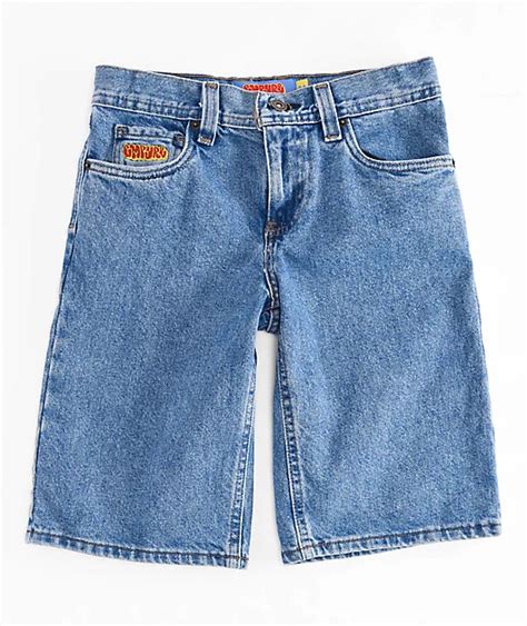 Empyre Kids Loose Fit Blue Denim Skate Shorts