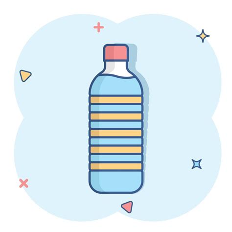 Water Bottle Icon In Comic Style Plastic Soda Bottle Vector Cartoon