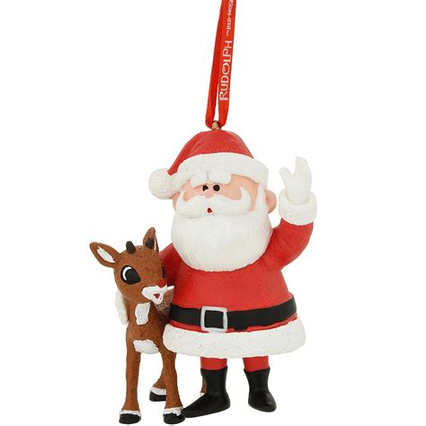 Santa With Rudolph Resin Ornament