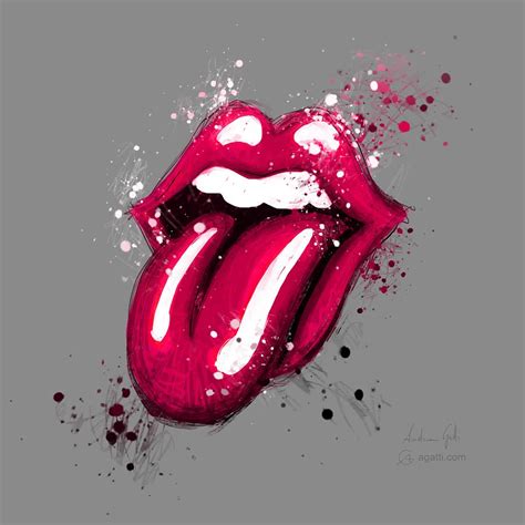 Rolling Stones Lips Dark Red Digital Art by Andrea Gatti