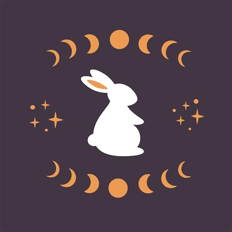 Premium Vector White Rabbit With Astrological Esoteric Elements