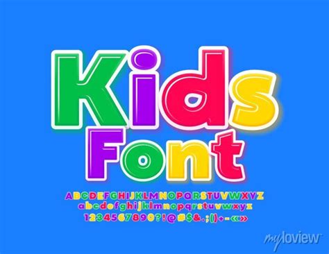 Vector Kids Font Colorful Alphabet Letters And Numbers Wall Mural