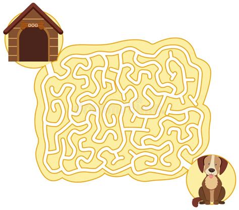 Dog Maze Puzzle Game Template Stock Vector Illustration Of Puppy