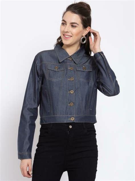 Buy Style Quotient Women Blue Colourblocked Crop Denim Jacket Online At Best Prices In India